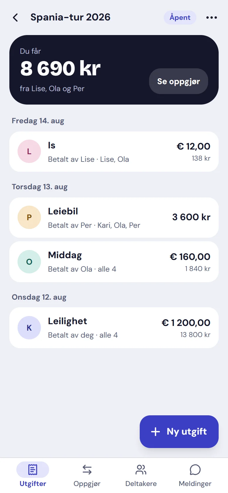 Utgiftene i oppgjøret